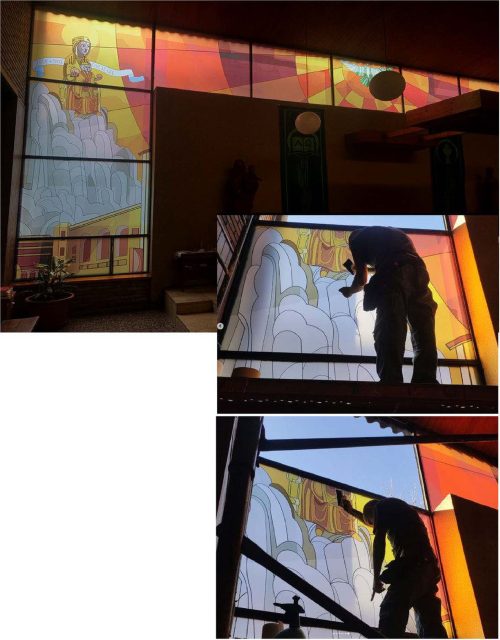 Vitrales Altar sant Jordi Parroquia de Sant Jordi de Vallcarca, Barcelona 8 x 12 mts