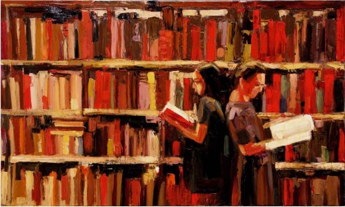 La biblioteca roja Mixta sobre tela 97x162