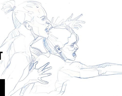 Las furias, Dante, Infierno Lapiz azul sobre papel 70x100